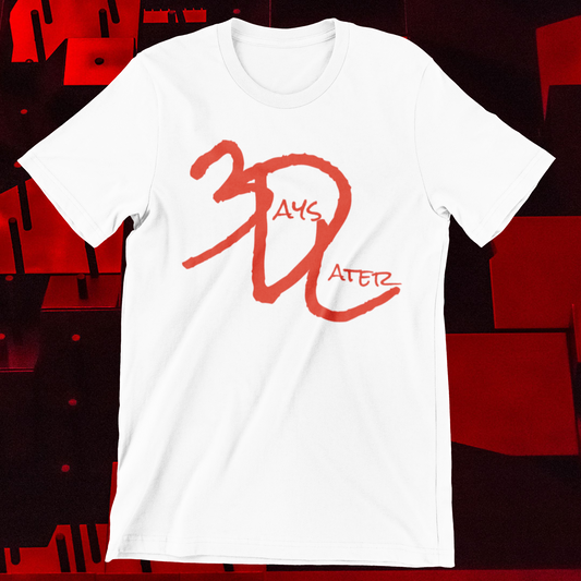 3DL white tshirt/red logo