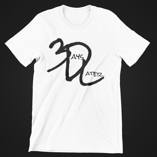 White 3DL Tshirt/ Black Logo